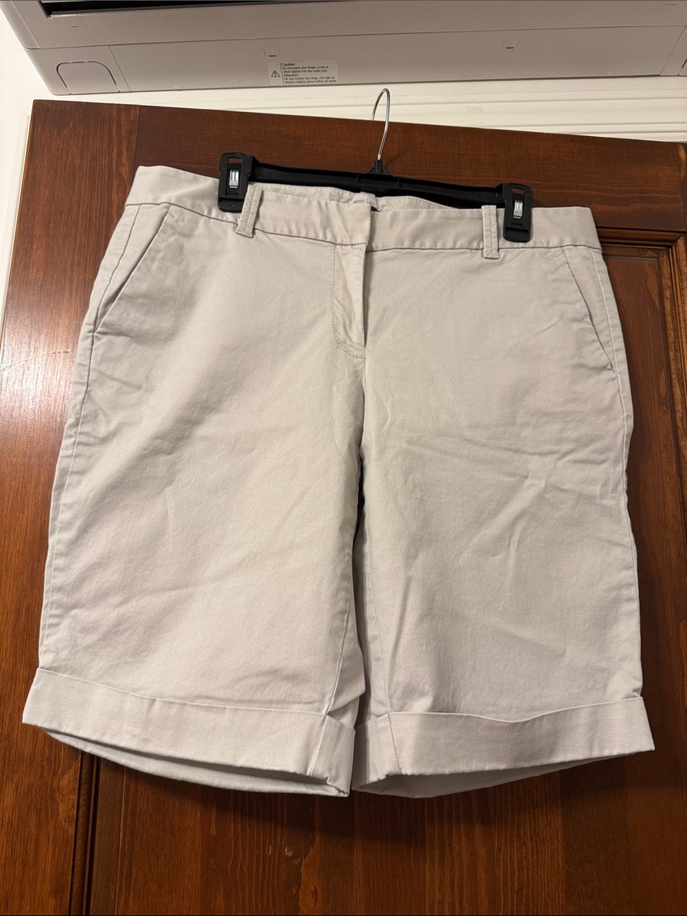 Ann Taylor Light Beige Roll-Cuff Bermuda Shorts